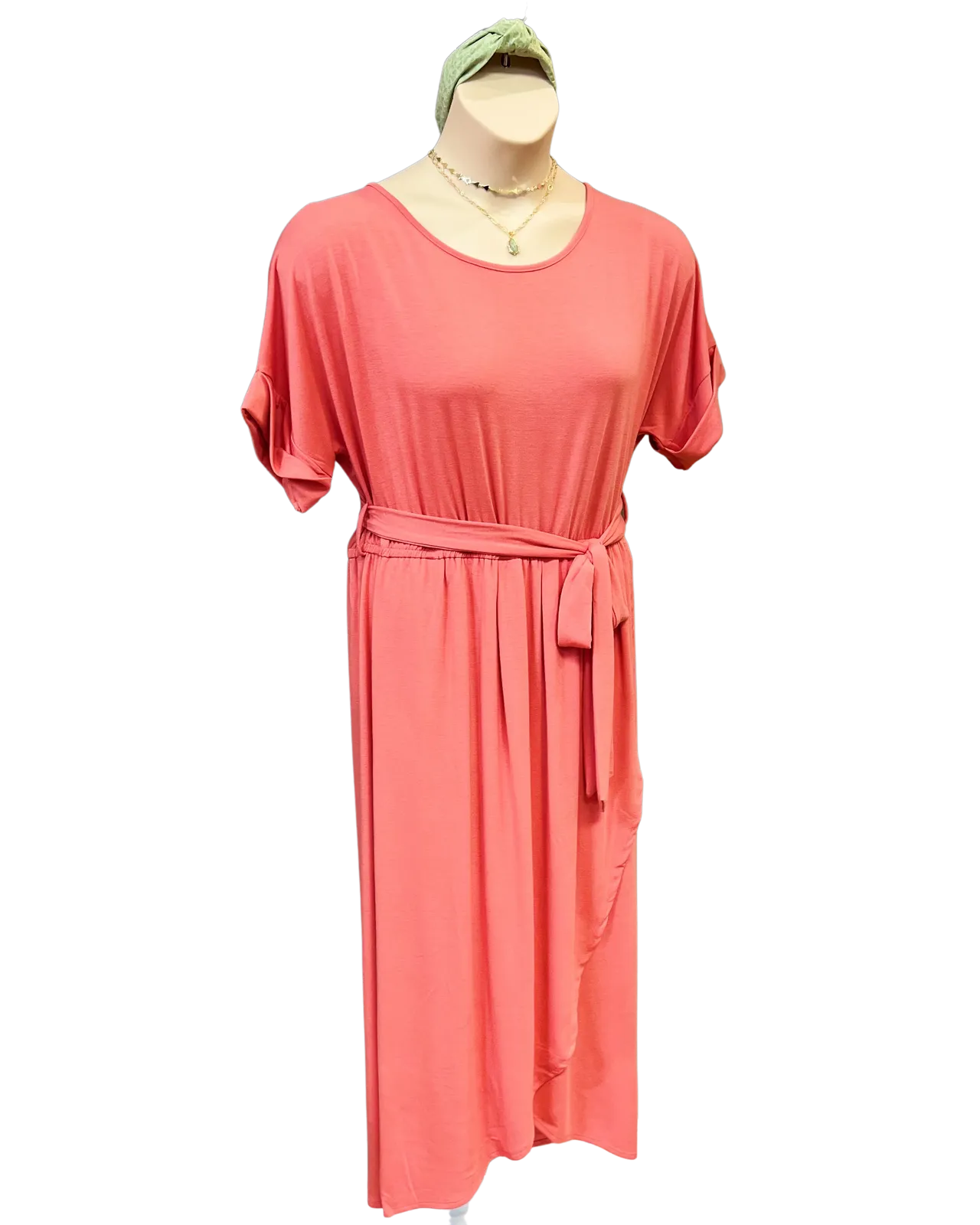 Donna CURVY Tulip Dress in Deep Coral FINAL SALE