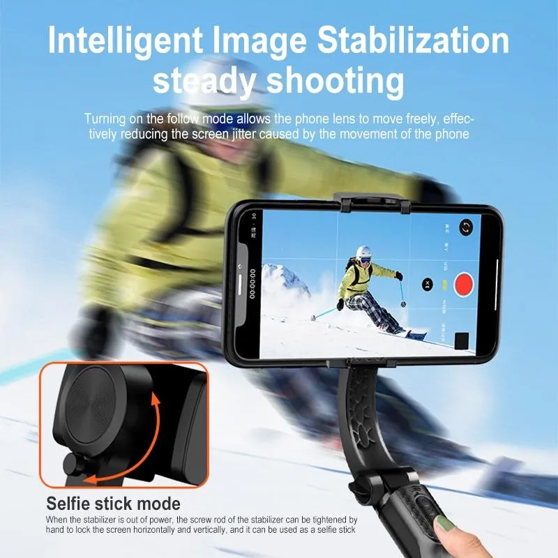 Foldable 3-in-1 Gimbal Stabilizer with Bluetooth Remote and Selfie Stick for Smartphones