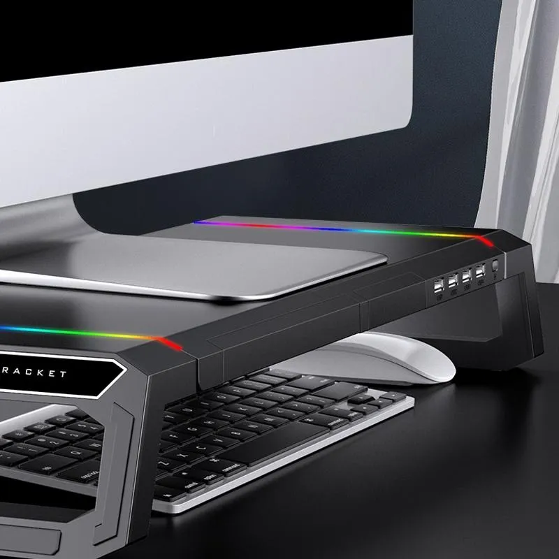 Foldable Laptop Stand with Rgb Lighting & Usb Expansion - Monitor Rack