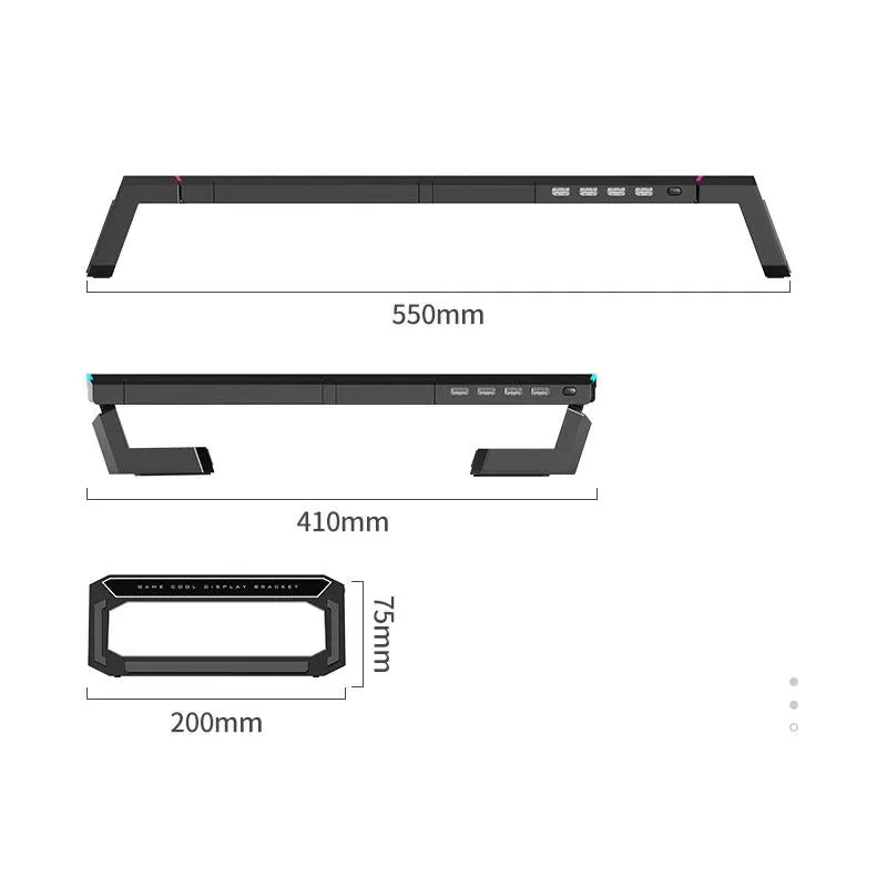 Foldable Laptop Stand with Rgb Lighting & Usb Expansion - Monitor Rack