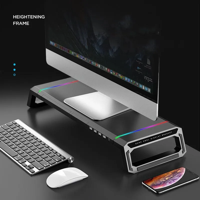 Foldable Laptop Stand with Rgb Lighting & Usb Expansion - Monitor Rack