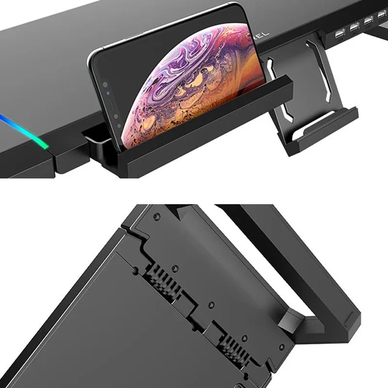Foldable Laptop Stand with Rgb Lighting & Usb Expansion - Monitor Rack