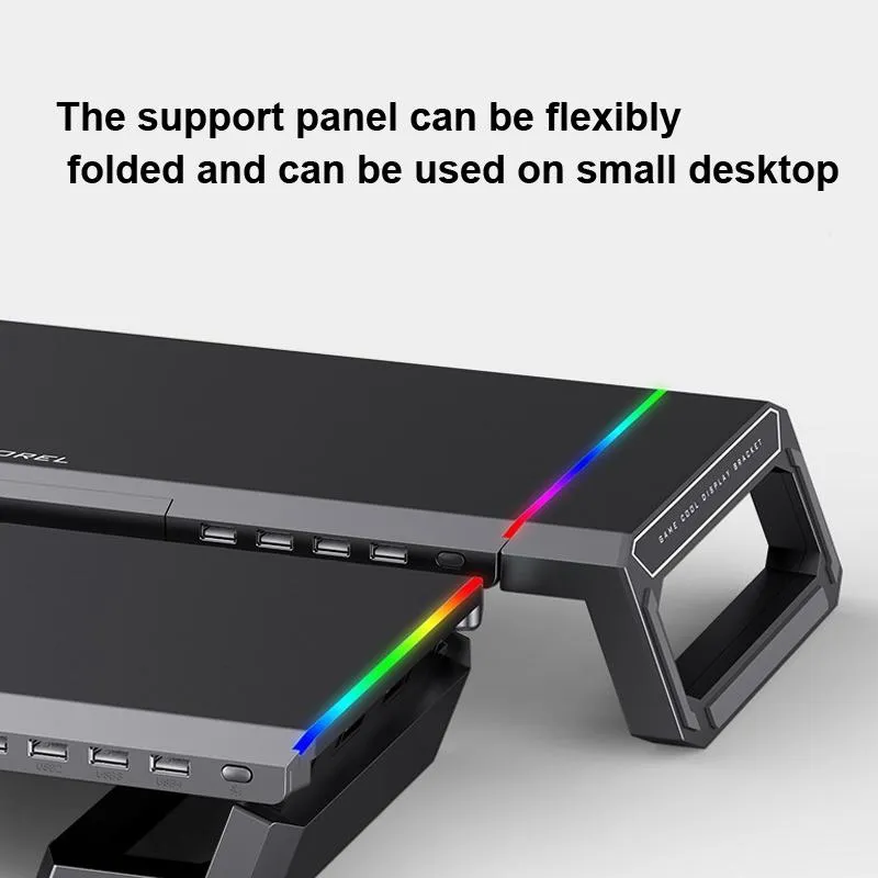 Foldable Laptop Stand with Rgb Lighting & Usb Expansion - Monitor Rack