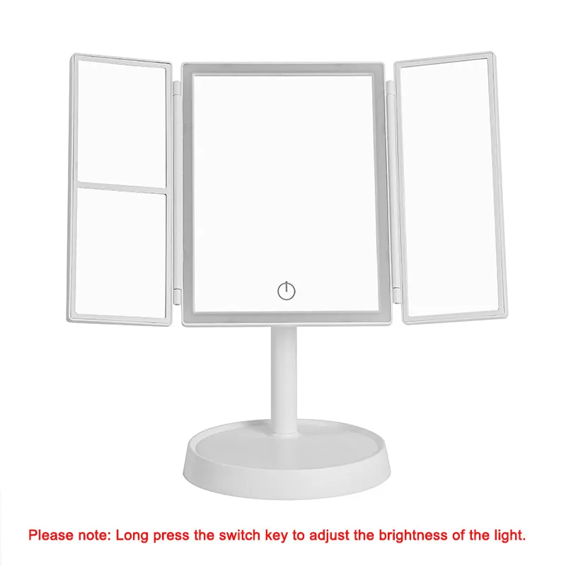 Foldable LED Makeup Mirror with 3 Tone Lights and Magnification