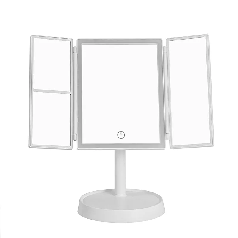 Foldable LED Makeup Mirror with 3 Tone Lights and Magnification