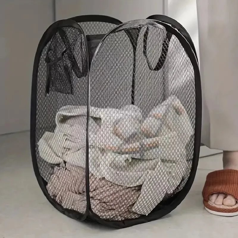 Foldable Mesh Laundry Basket Large Capacity Storage for Dirty Clothes