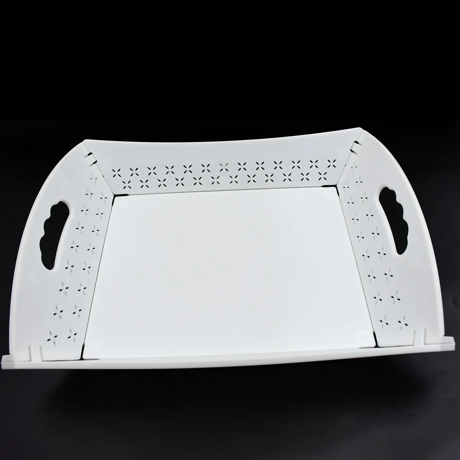 Foldable Serving Tray Plastic Serving TrayWith Handle Serving Tray For Food, Kitchen, Outdoors, Restaurants (1 Pc)