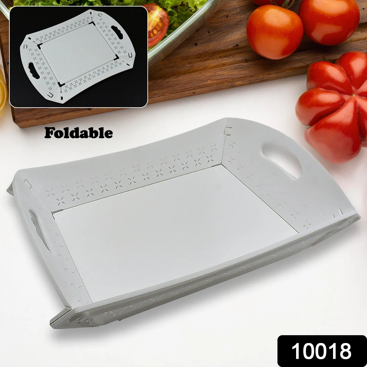 Foldable Serving Tray Plastic Serving TrayWith Handle Serving Tray For Food, Kitchen, Outdoors, Restaurants (1 Pc)