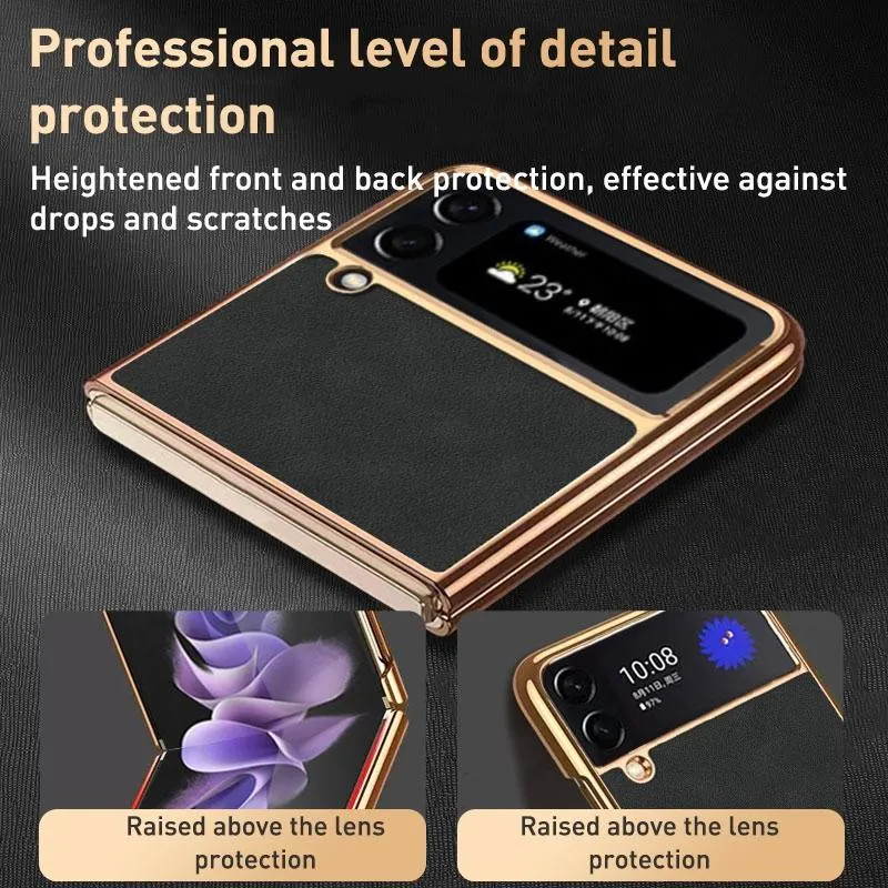 For Samsung Galaxy z Fold4 5G Foldable Lambskin Phone Case - Electroplated