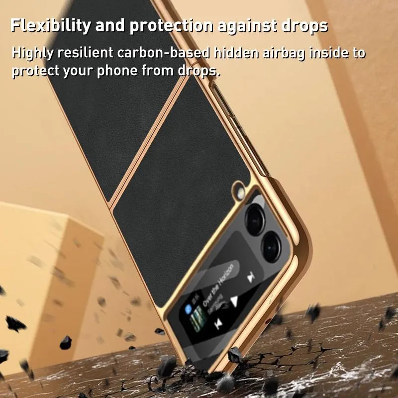 For Samsung Galaxy z Fold4 5G Foldable Lambskin Phone Case - Electroplated