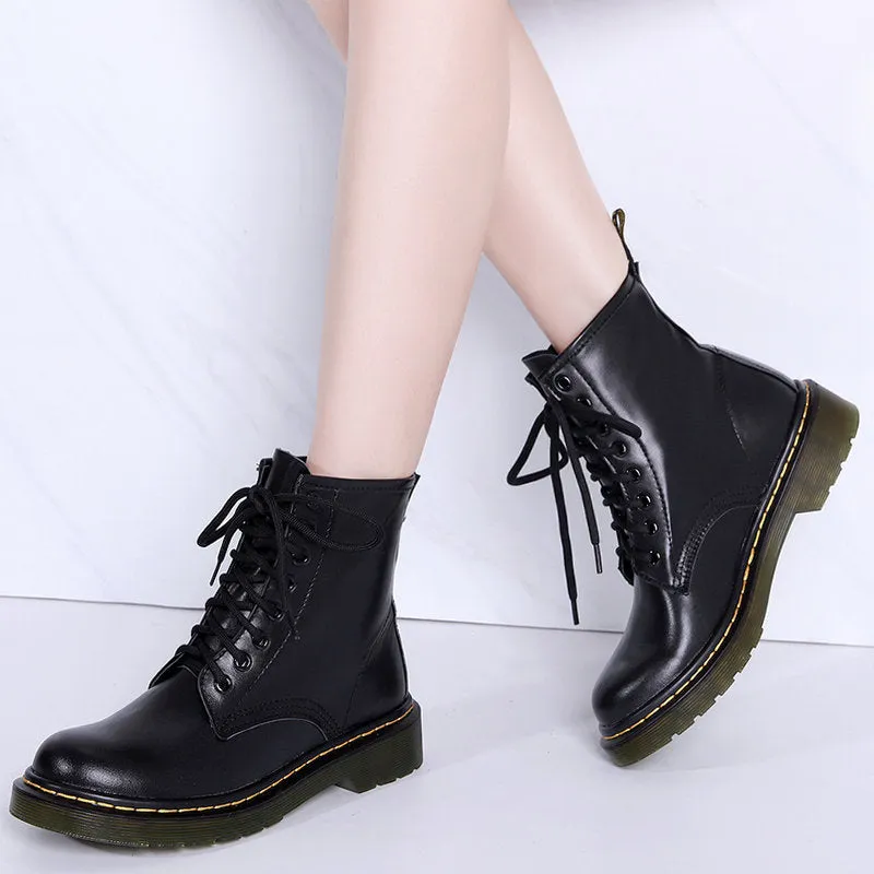 Genuine Leather Mid-calf Boots