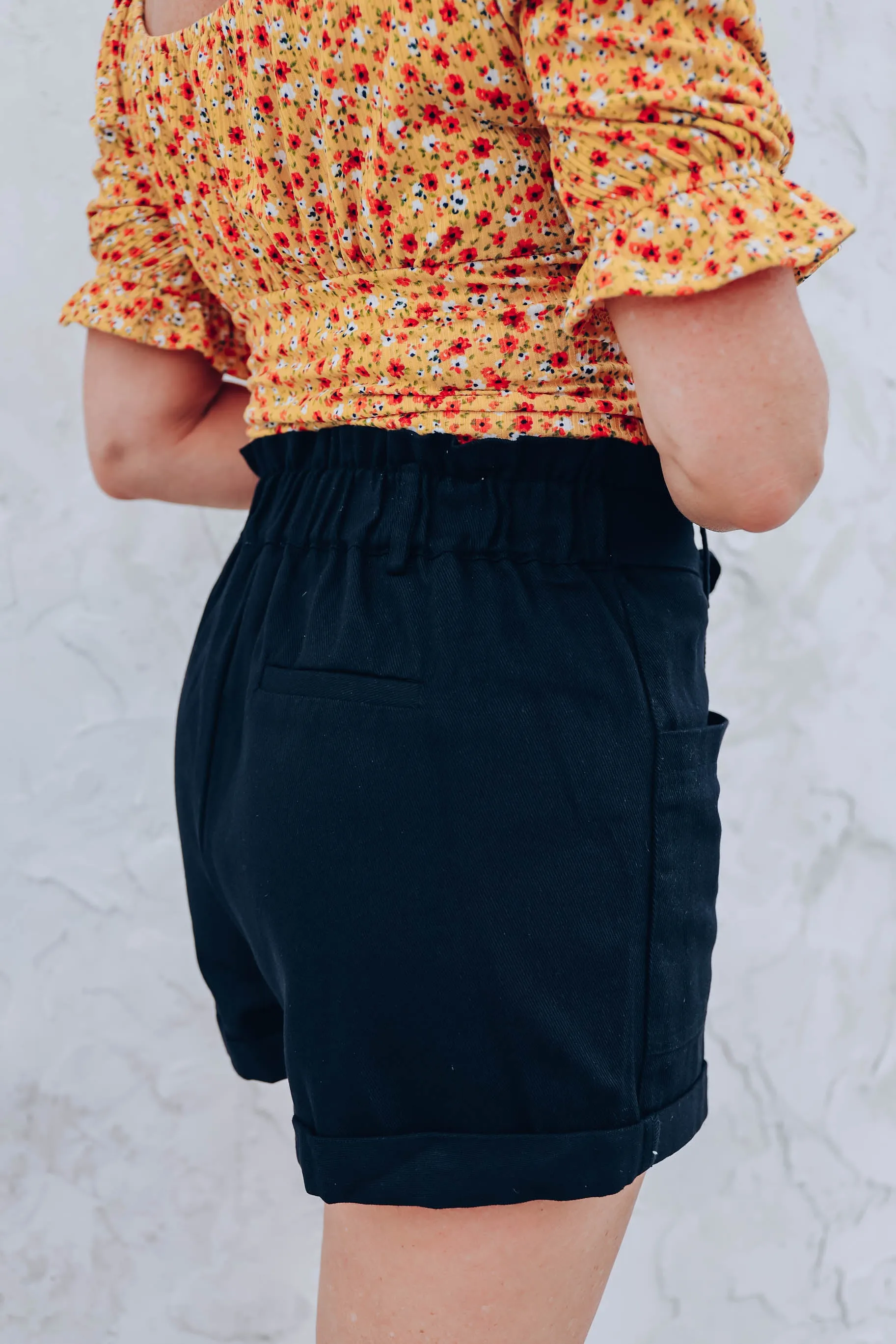 Georgia Belted Shorts - Black
