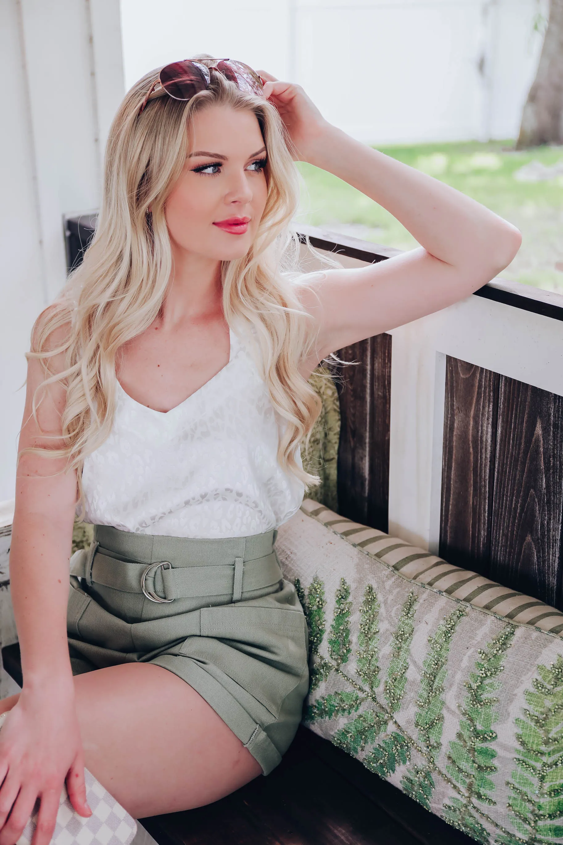 Georgia Belted Shorts - Sage