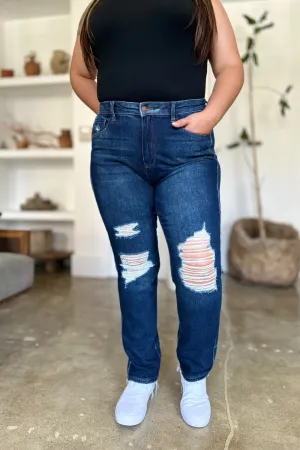 Judy Blue, High Waist destroyed denim jeans. Inseam 30"