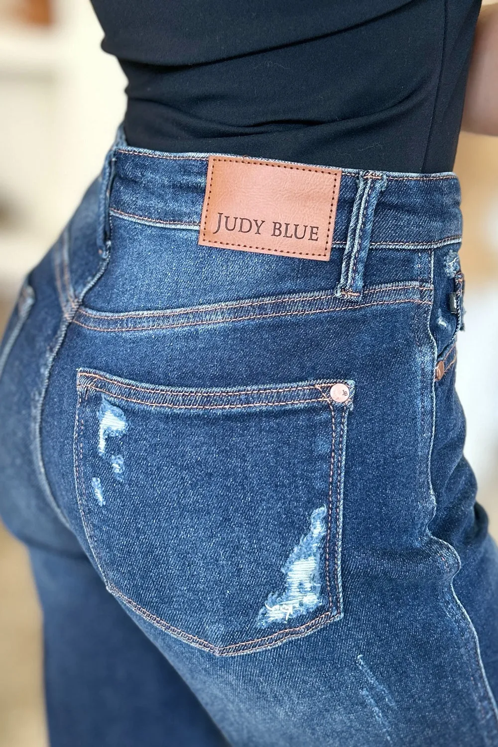 Judy Blue, High Waist destroyed denim jeans. Inseam 30"