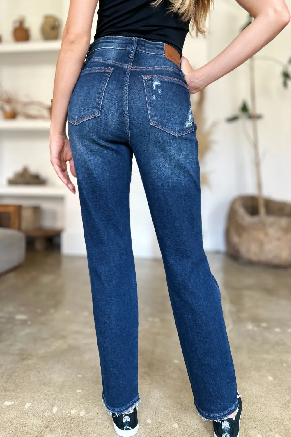 Judy Blue, High Waist destroyed denim jeans. Inseam 30"