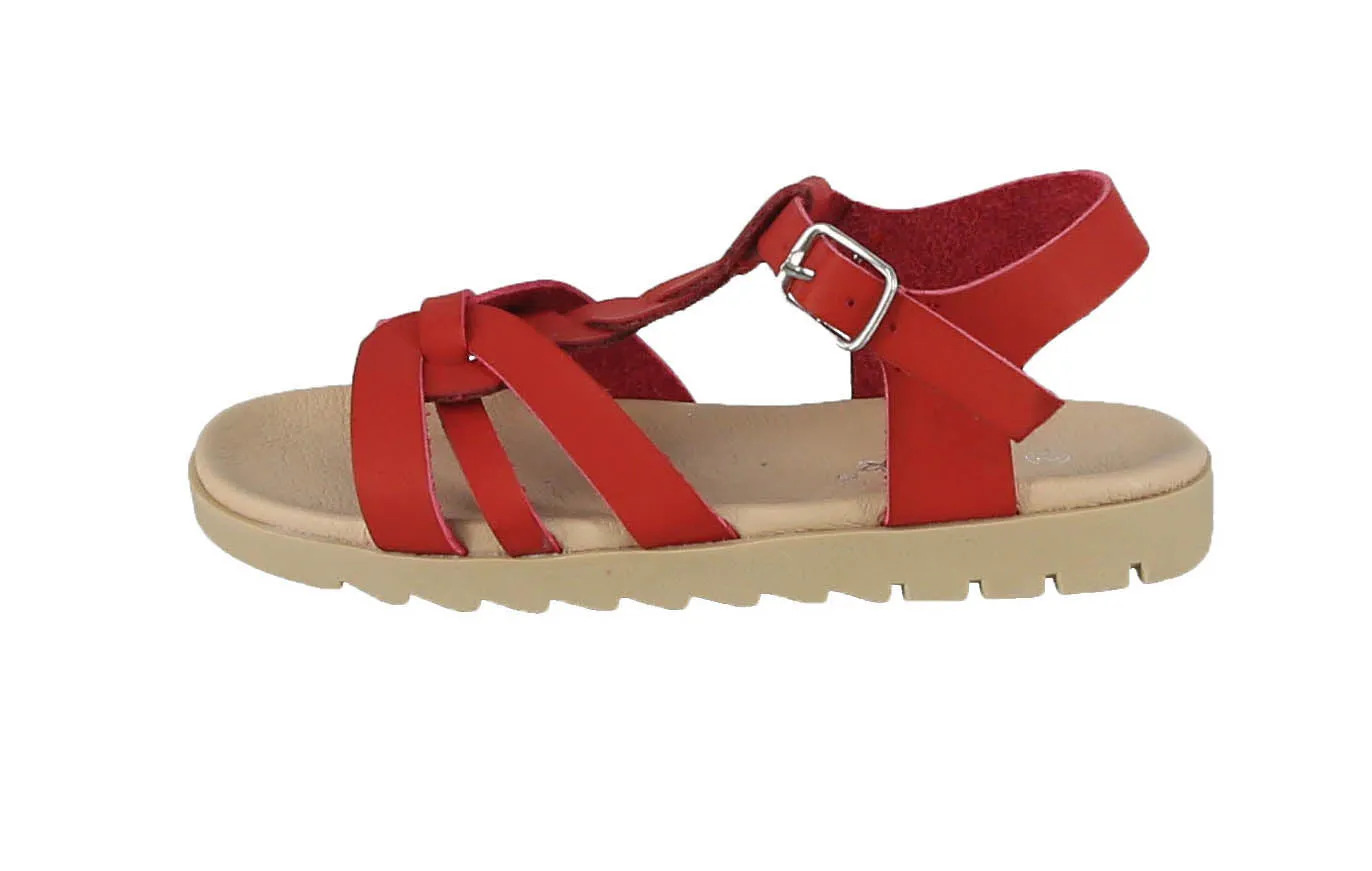 KID'S SHOES RED PU LEATHER SANDALS OLIVIA-02K