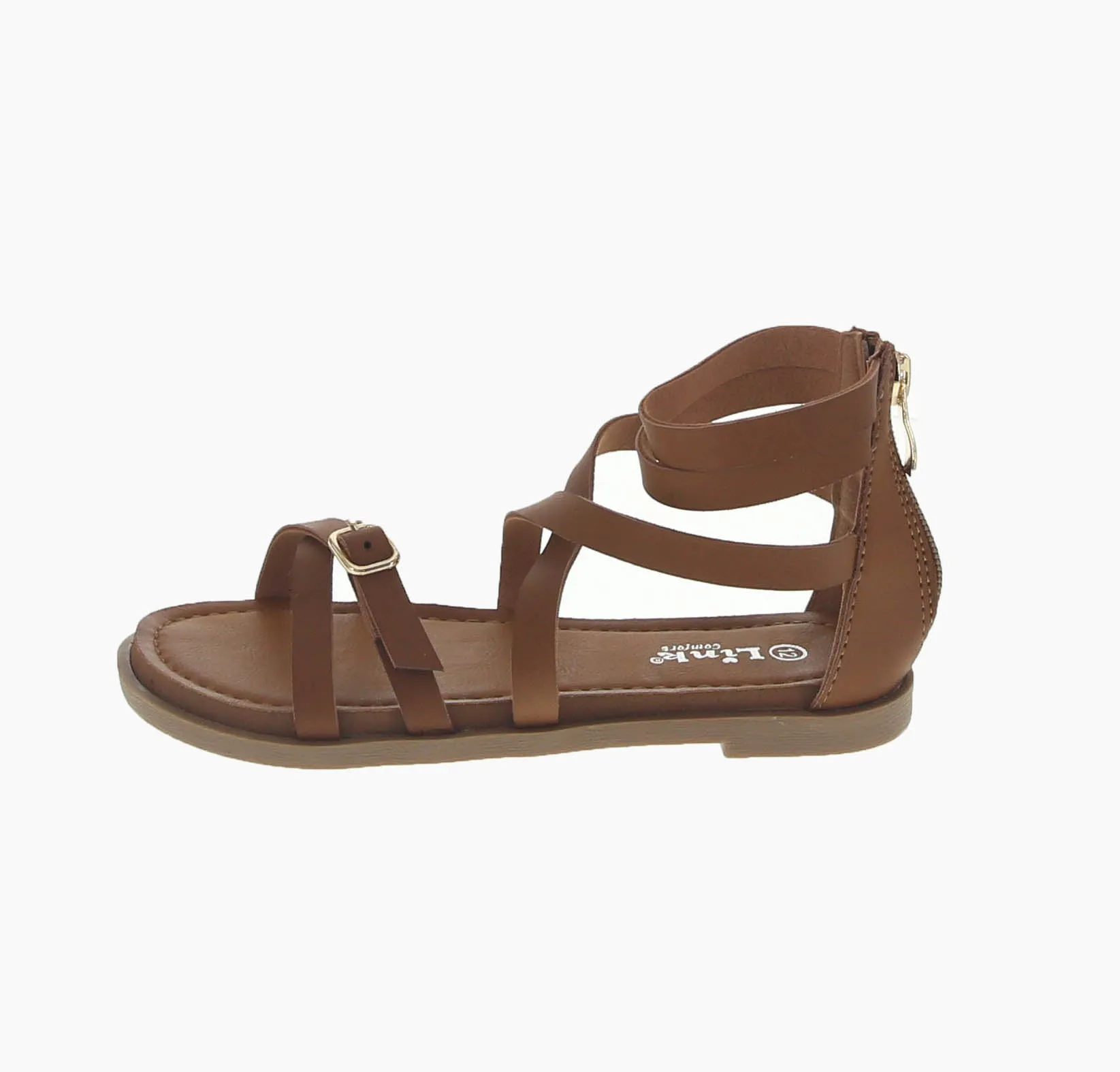 KID'S SHOES TAN PU LEATHER SANDALS SOOTH-07K