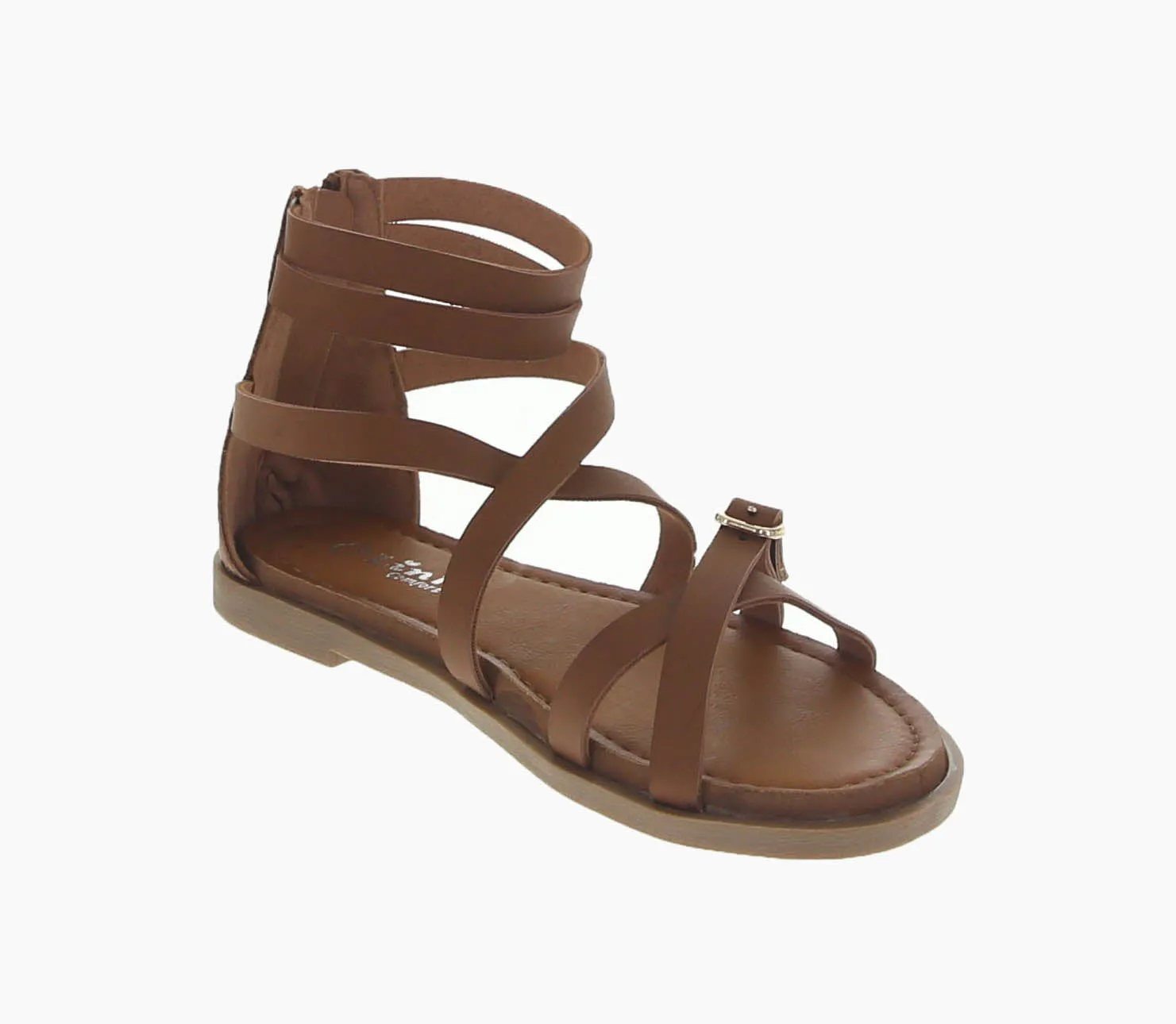 KID'S SHOES TAN PU LEATHER SANDALS SOOTH-07K