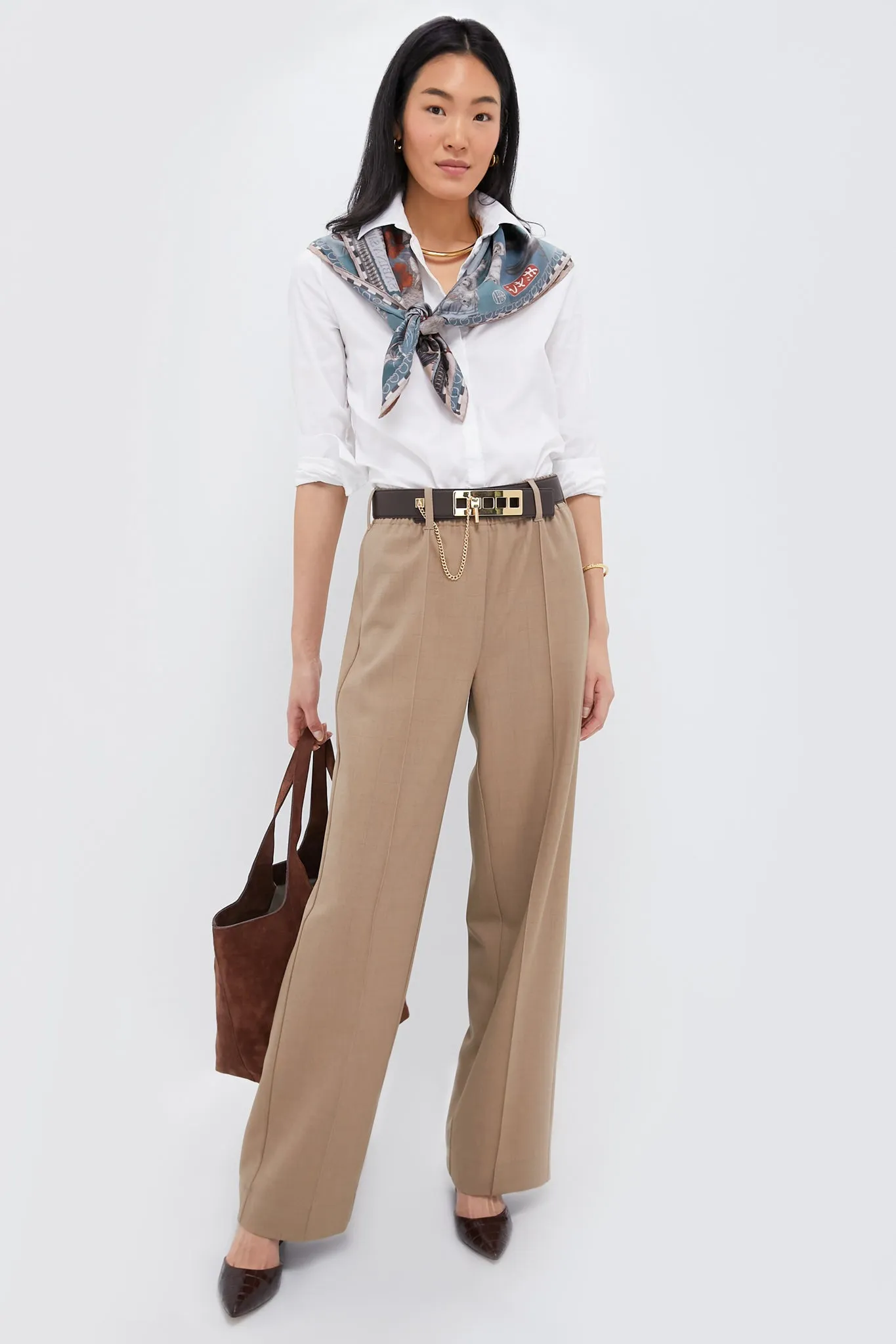Light Brown Plaid Straight Leg Louis Pants