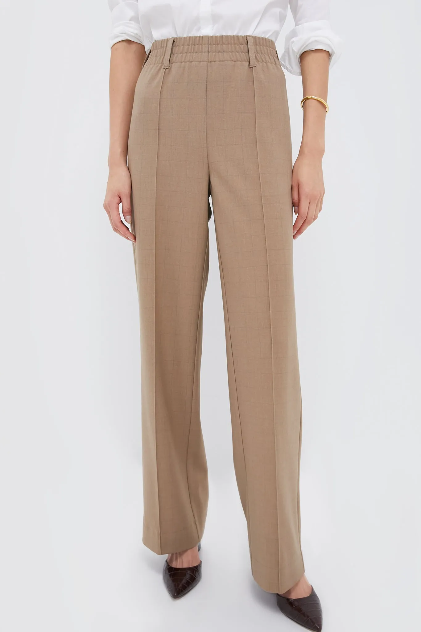 Light Brown Plaid Straight Leg Louis Pants