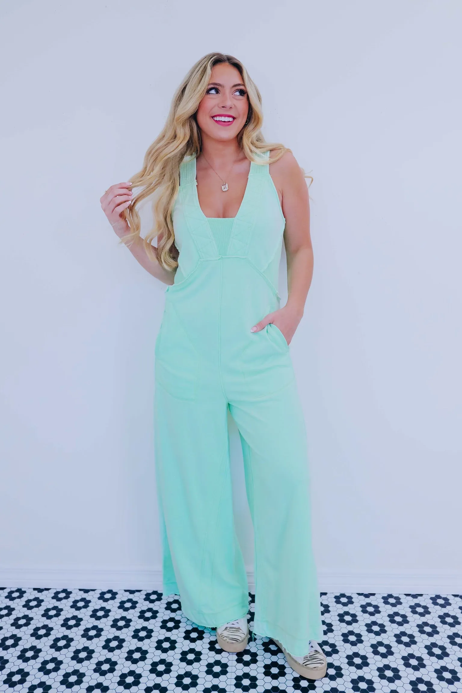 Marina Wide Leg Jumpsuit - Mint