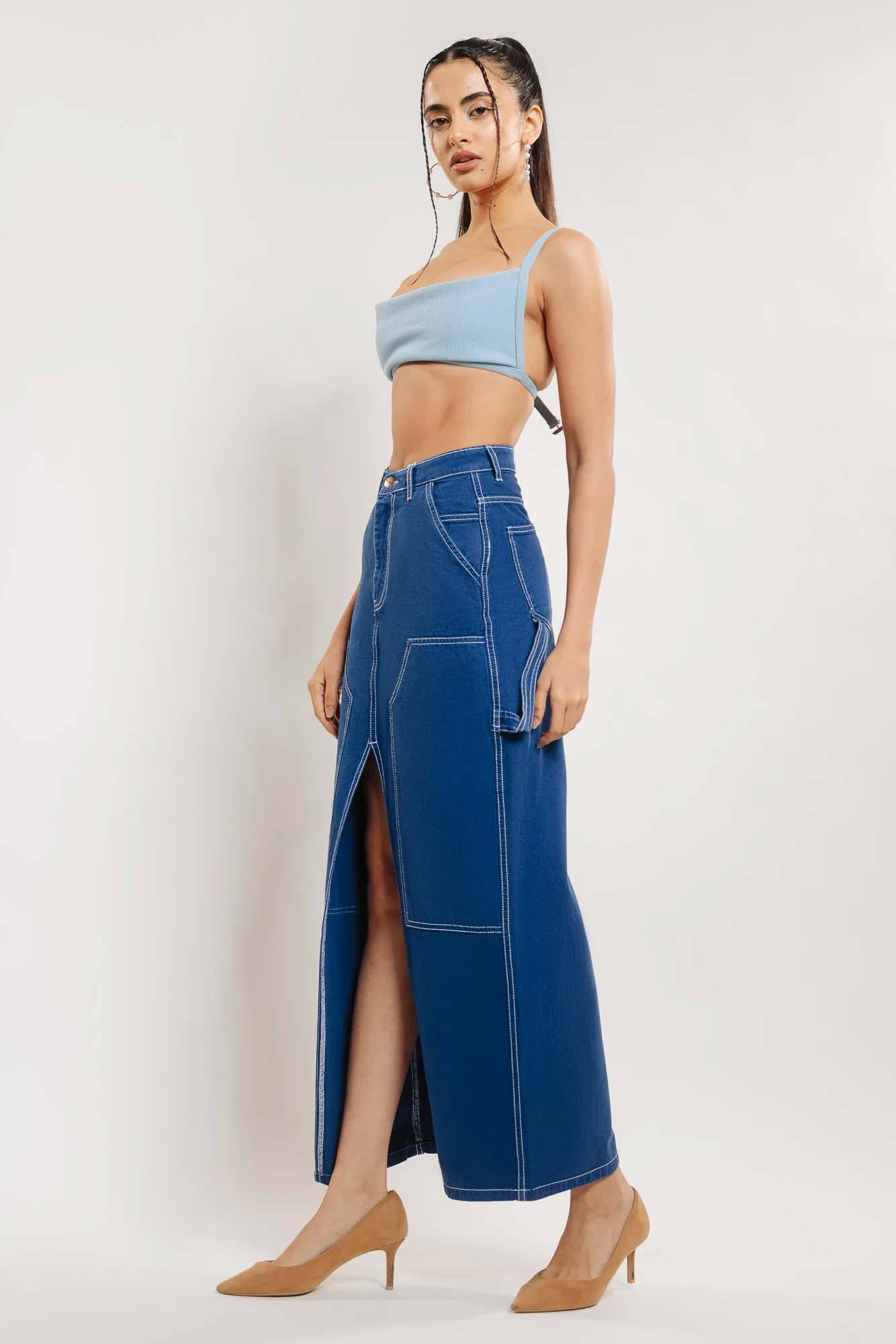 Marine Front Slit Skirt
