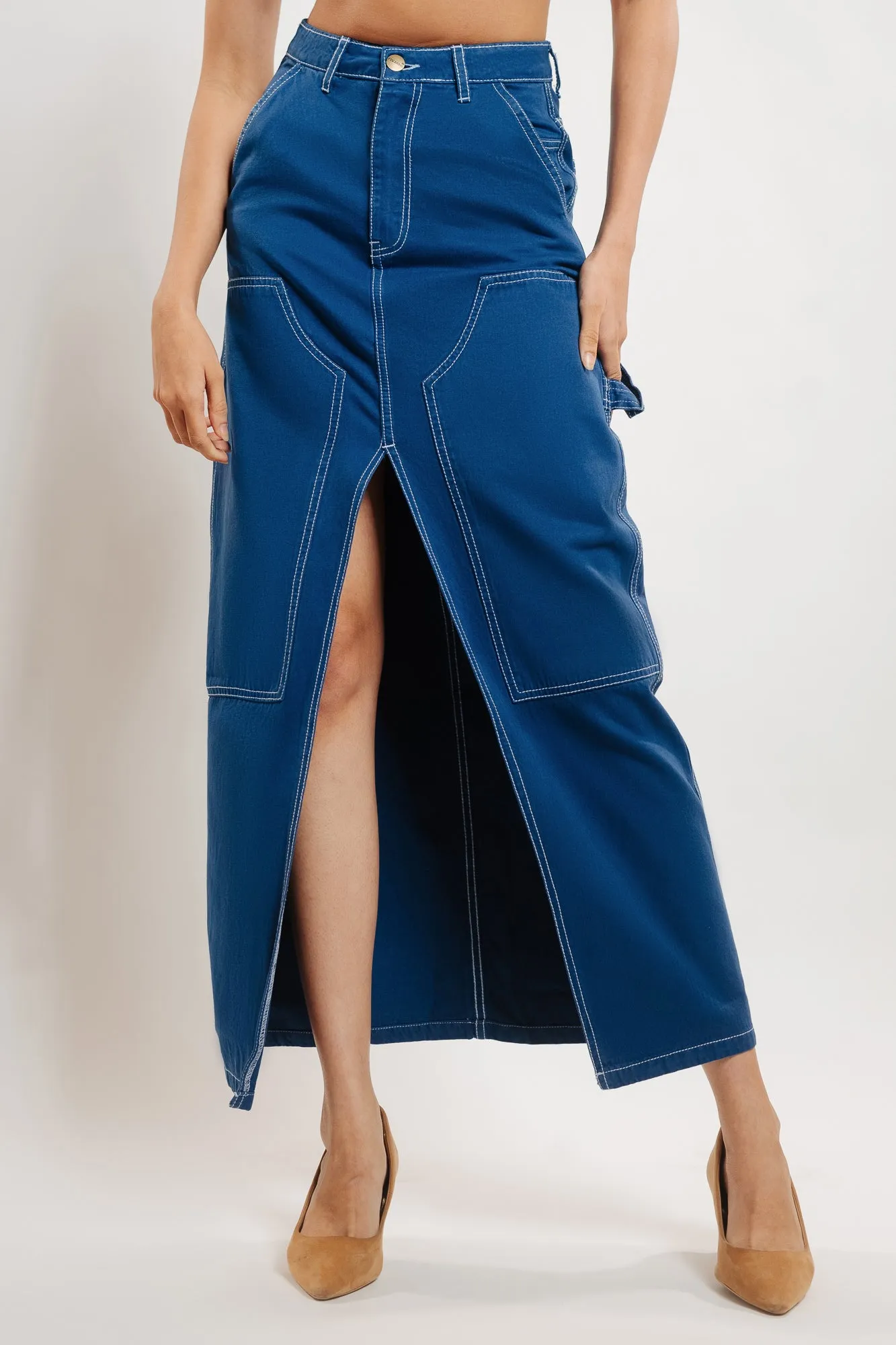 Marine Front Slit Skirt