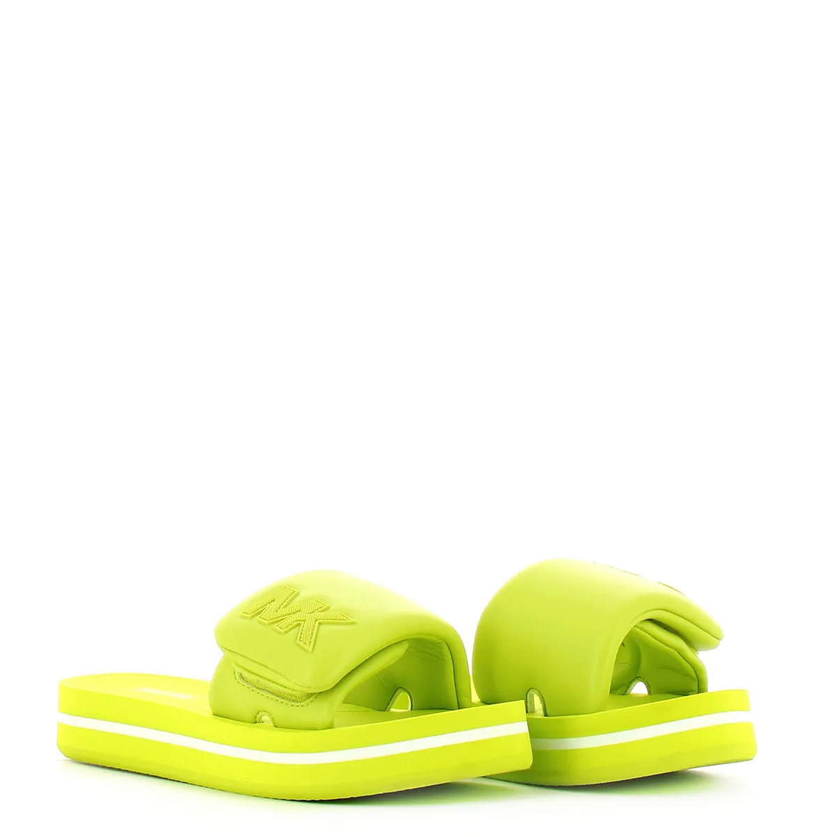 Michael Kors - MK Platform Slide Puffy BRT Limenade Sandals - 40S3MKFA1L - BRT/LIMEADE