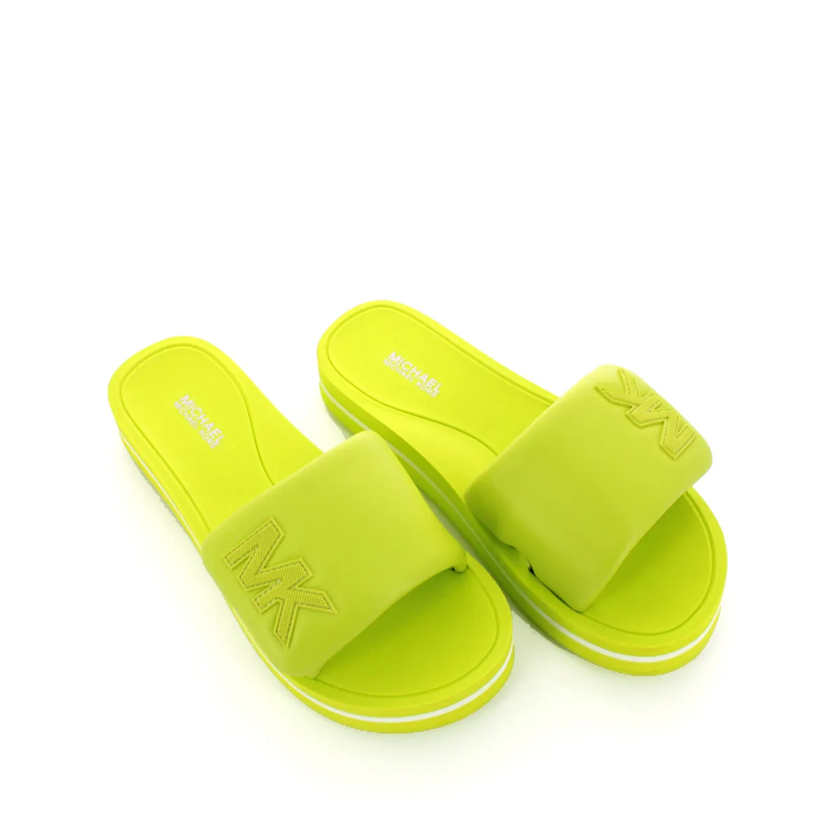 Michael Kors - MK Platform Slide Puffy BRT Limenade Sandals - 40S3MKFA1L - BRT/LIMEADE