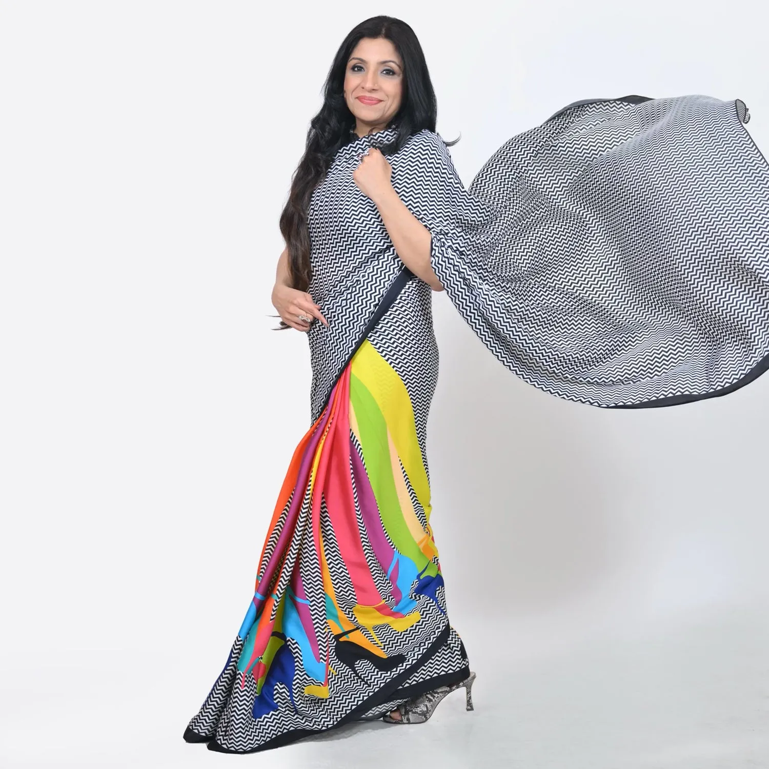 Multicolor Heels Saree