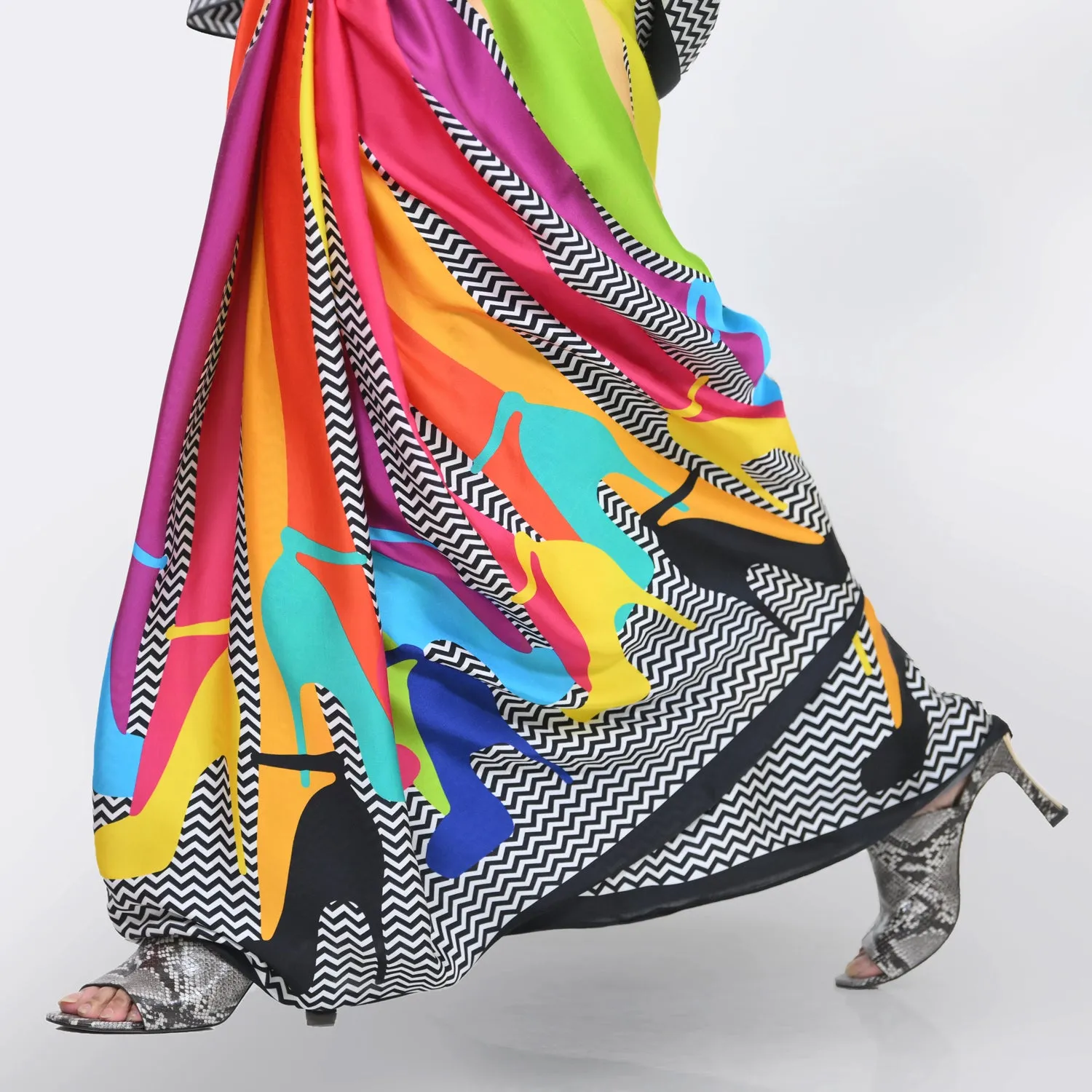 Multicolor Heels Saree