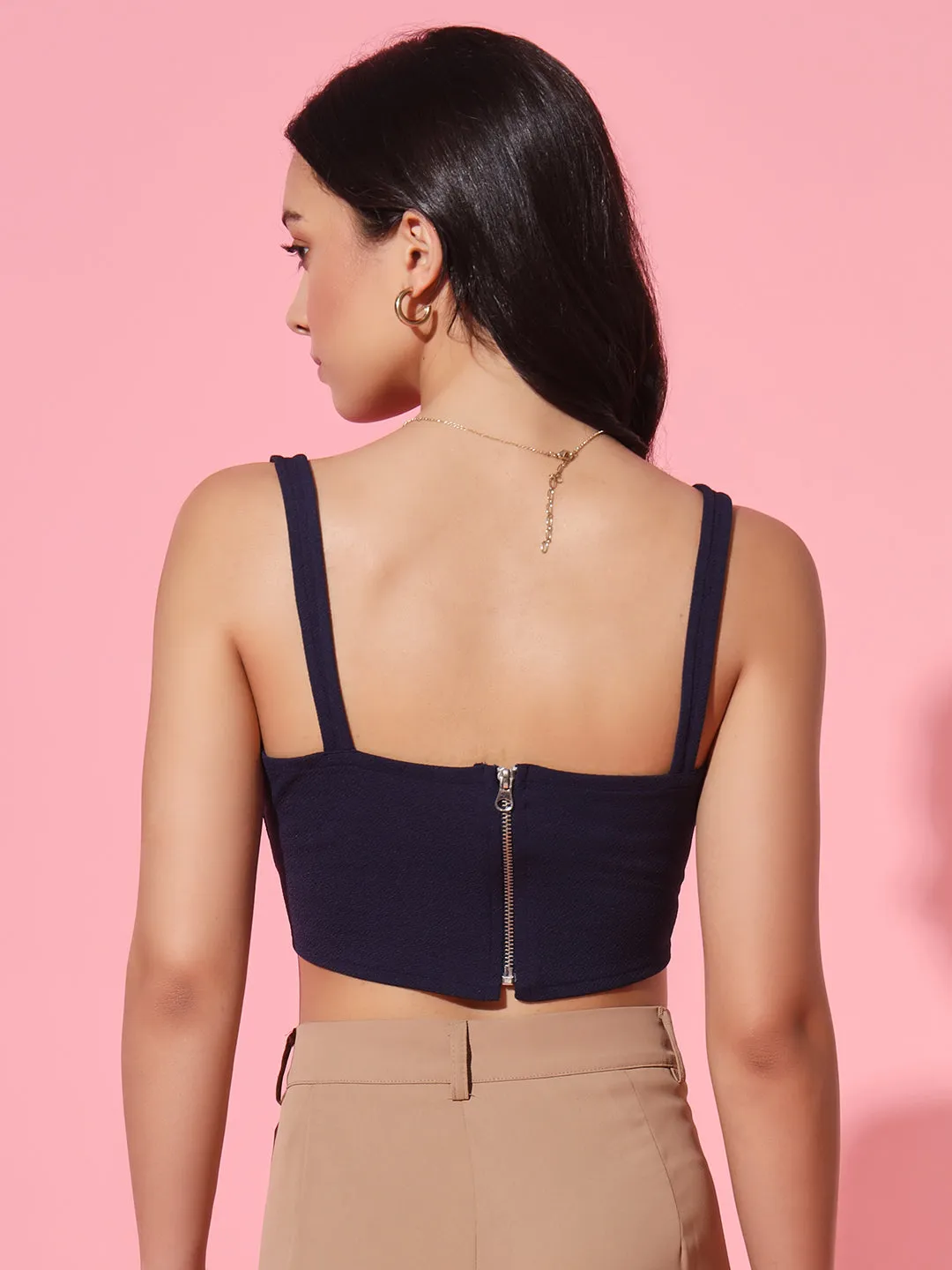 Navy Blue Corset Style Top