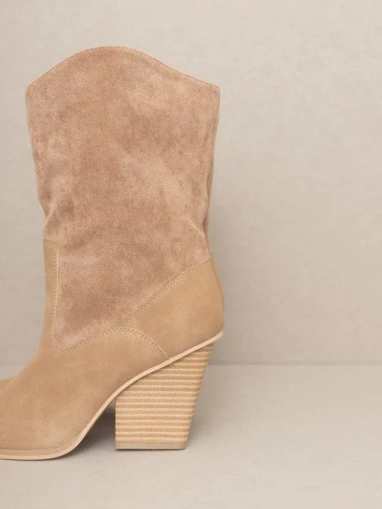 OASIS SOCIETY Marseille - Loose Fit Western Suede Boots