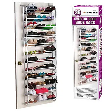 Over-the-Door Shoe Rack for 36 Pairs – Plastic & Metal Storage Organizer