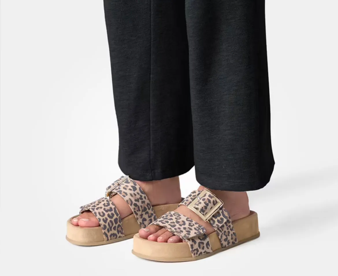 Paul Green leopard print suede platform sandals