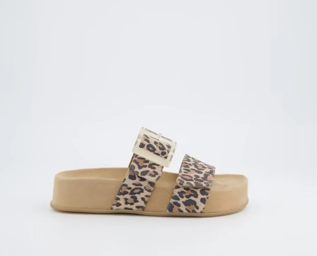 Paul Green leopard print suede platform sandals