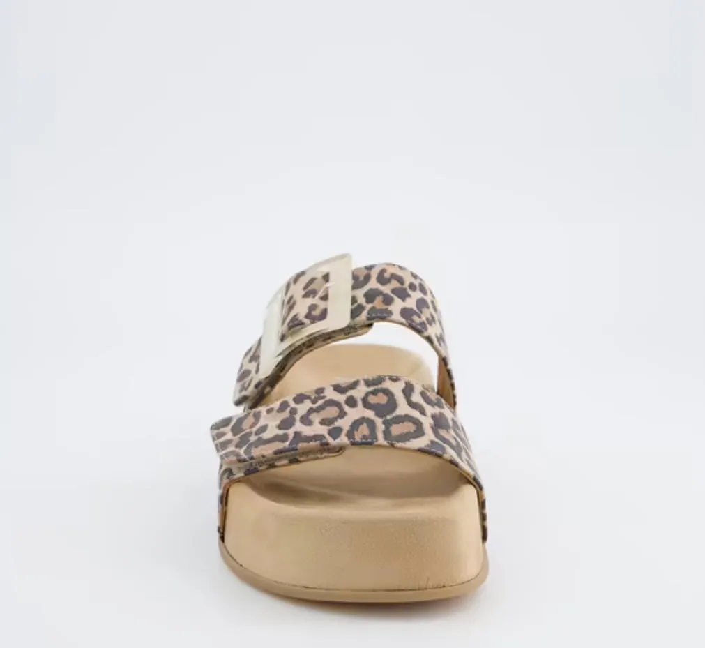 Paul Green leopard print suede platform sandals