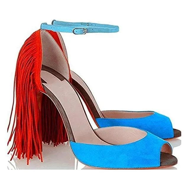 Peep Toe Fringe High Heel