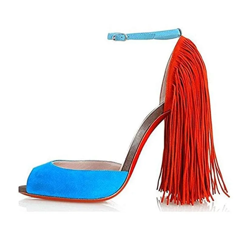 Peep Toe Fringe High Heel