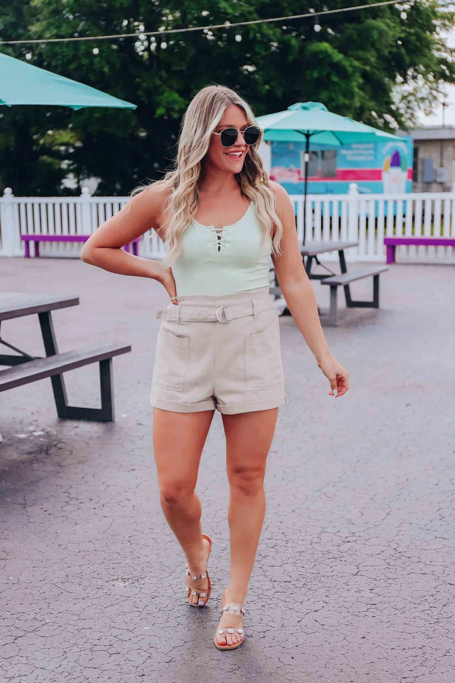 Perri Belted Shorts - Camel
