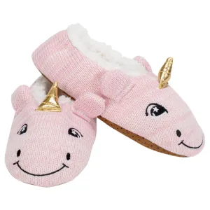 Pink Unicorn Womens Animal Cozy Indoor Plush Lined Non Slip Fuzzy Soft Slipper - Large