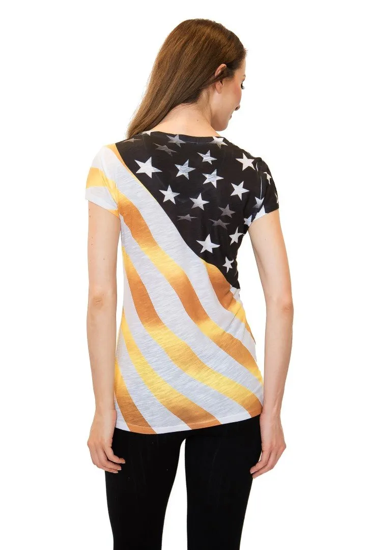 Pittsburgh USA Flag V-Neck T-Shirt