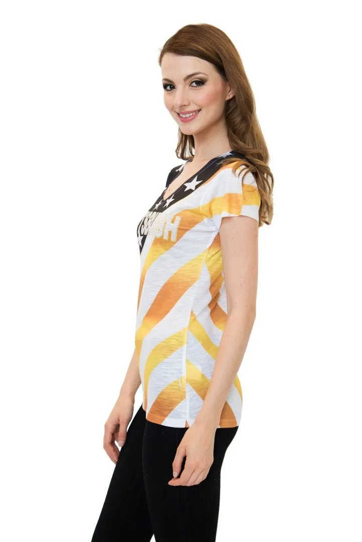 Pittsburgh USA Flag V-Neck T-Shirt