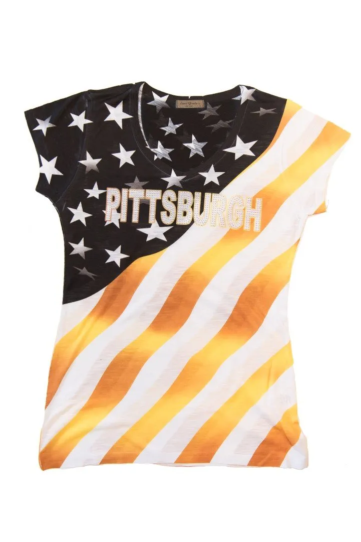 Pittsburgh USA Flag V-Neck T-Shirt