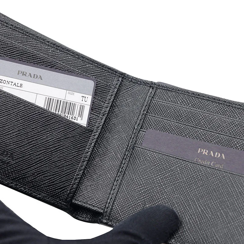 Prada Wallet Short Fold Wallet Black