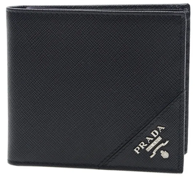 Prada Wallet Short Fold Wallet Black