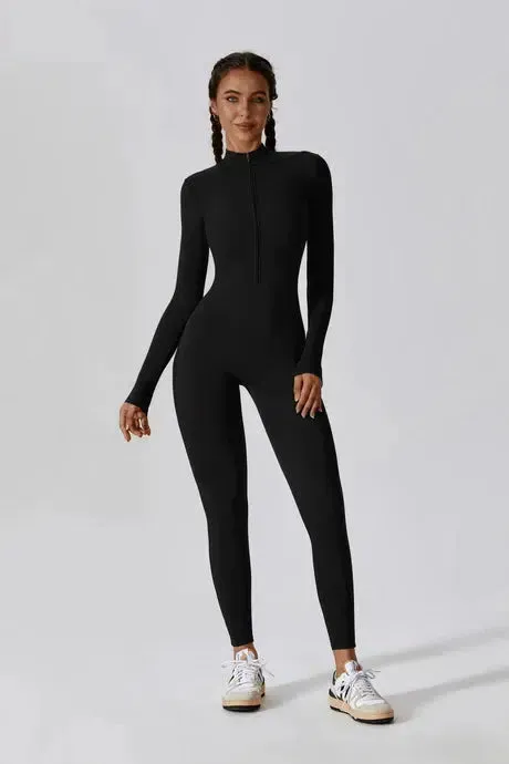 Quinlan – High-neck zip – Sculpting fitness romper