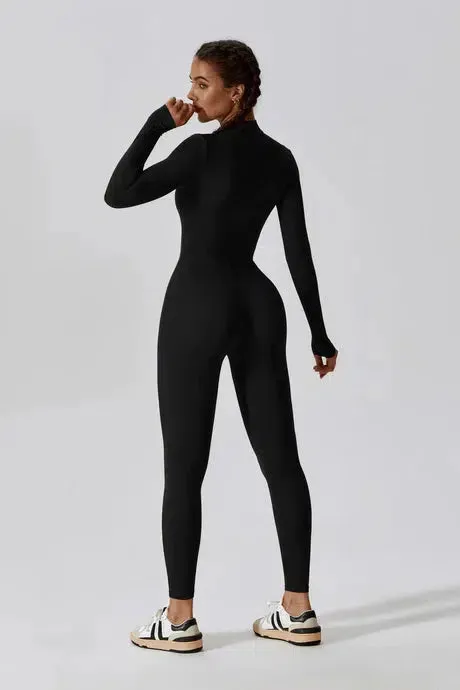 Quinlan – High-neck zip – Sculpting fitness romper