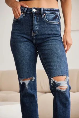 RFM Crop Dylan Full Size **Tummy Control** Distressed High Waist Raw Hem Jeans
